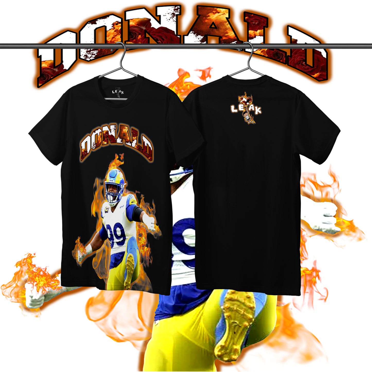 LEAK DONALD FLAMES & ROSES T-SHIRT