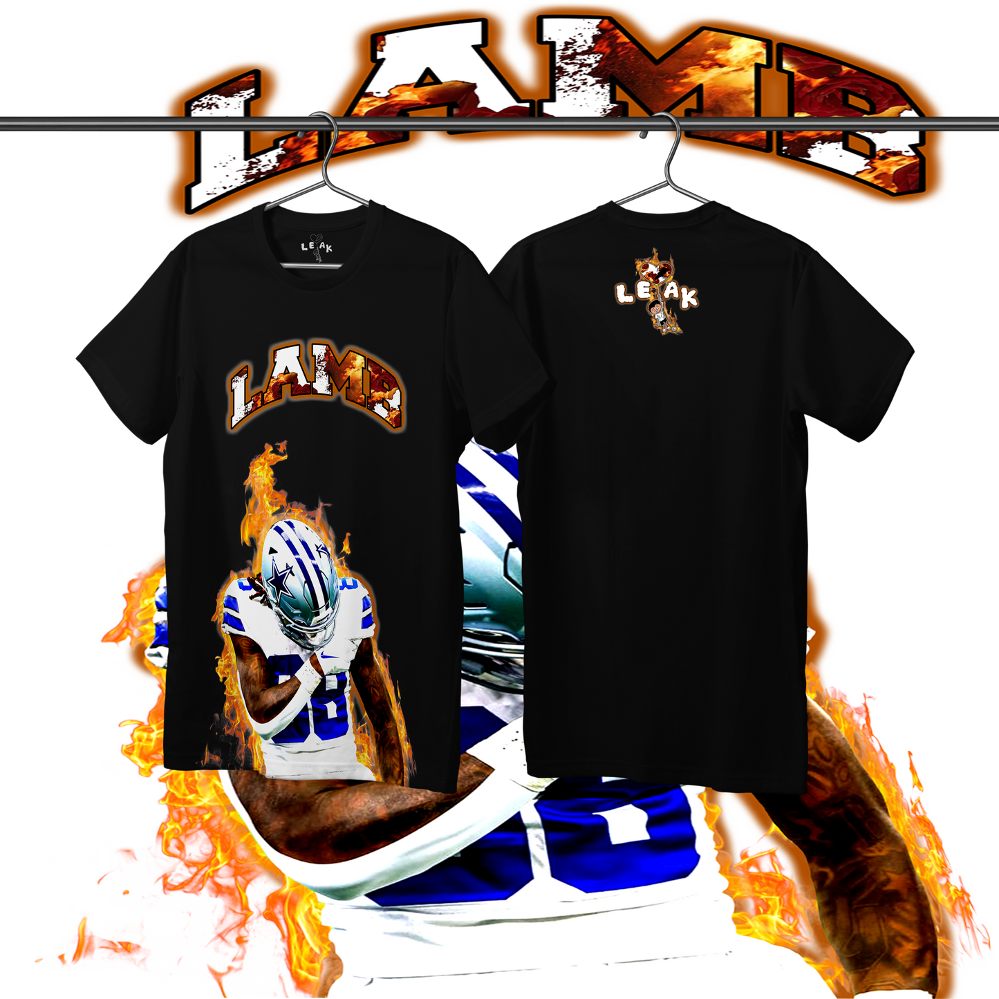 LEAK LAMB FLAMES & ROSES T-SHIRT