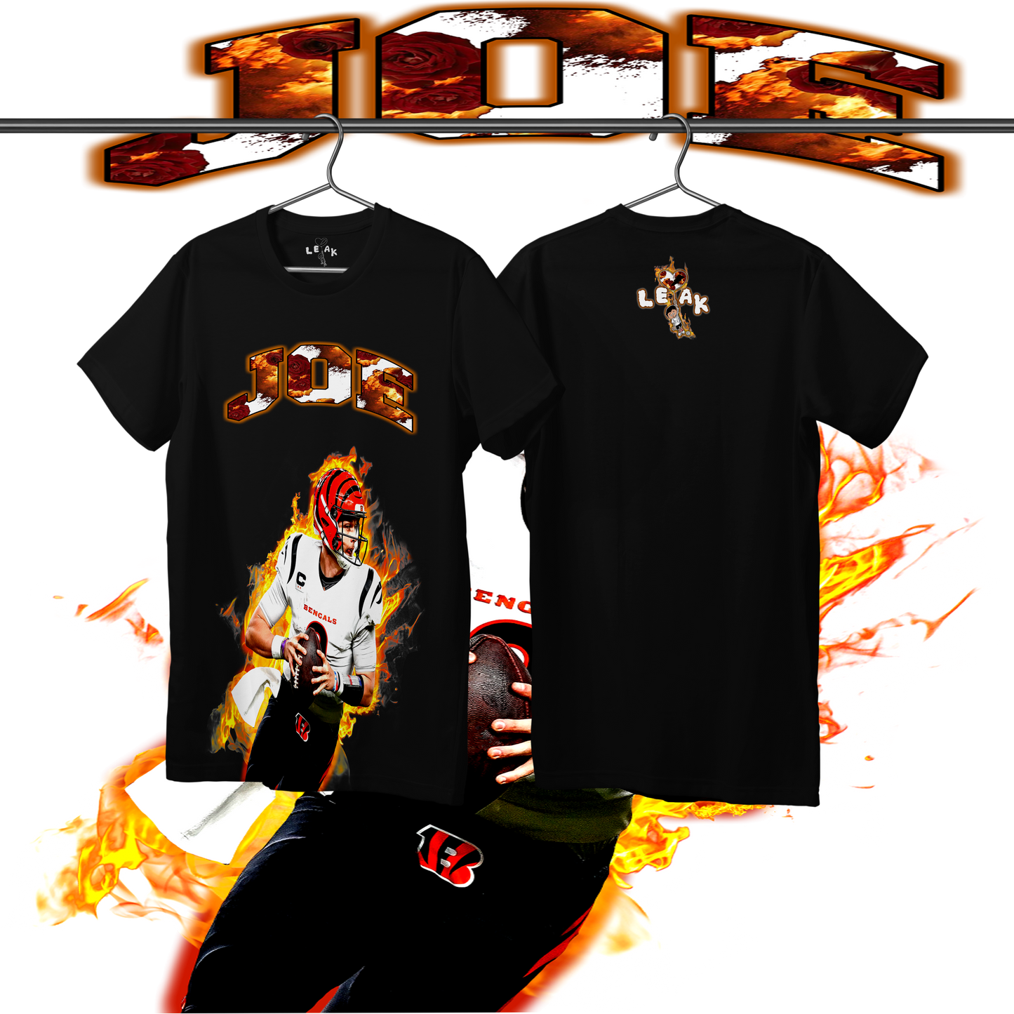 LEAK JOE FLAMES & ROSES T-SHIRT