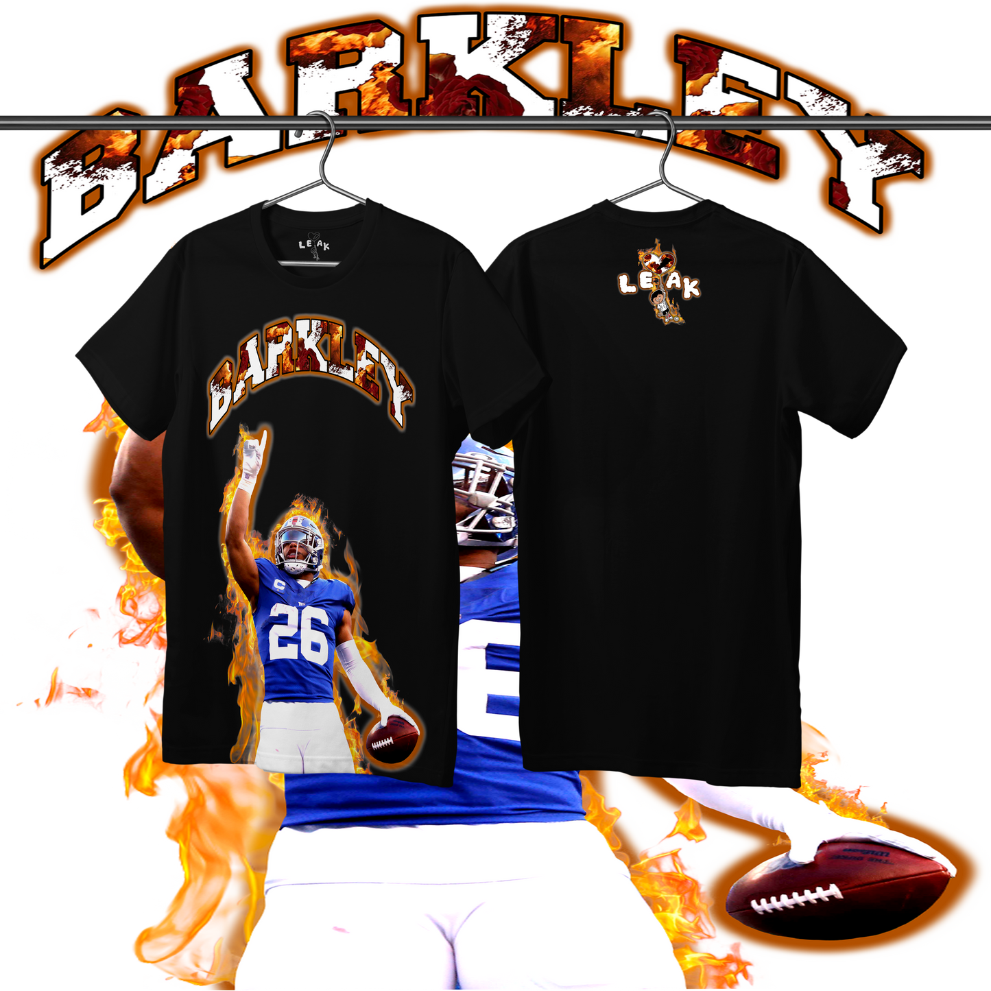 LEAK BARKLEY FLAMES & ROSES T-SHIRT