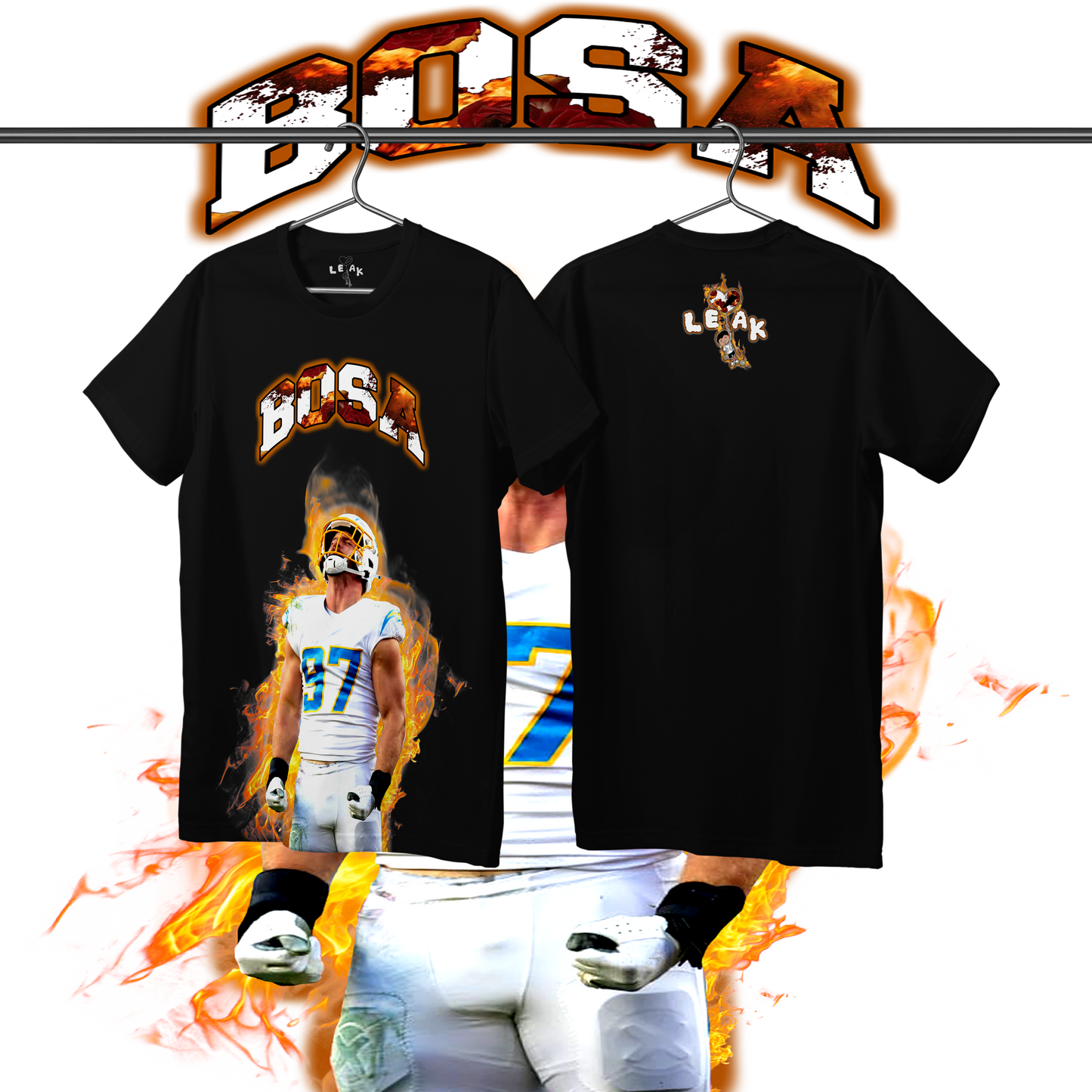 LEAK BOSA FLAMES & ROSES T-SHIRT