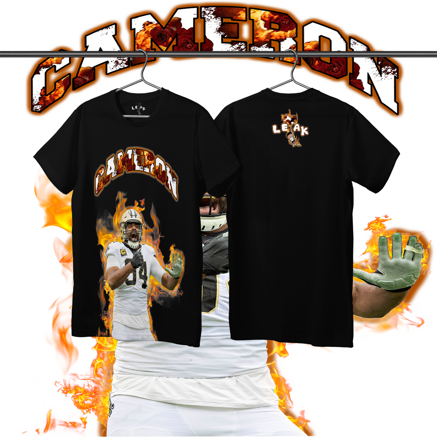 LEAK CAMERON FLAMES & ROSES T-SHIRT