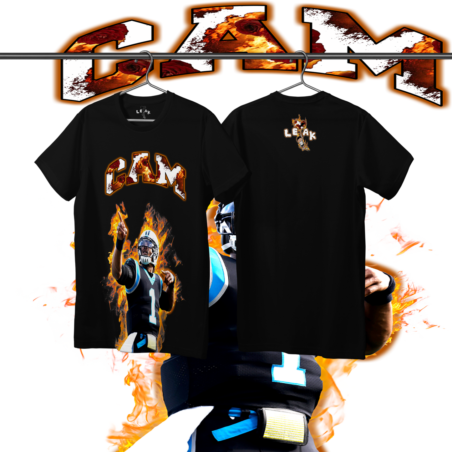 LEAK CAM FLAMES & ROSES T-SHIRT
