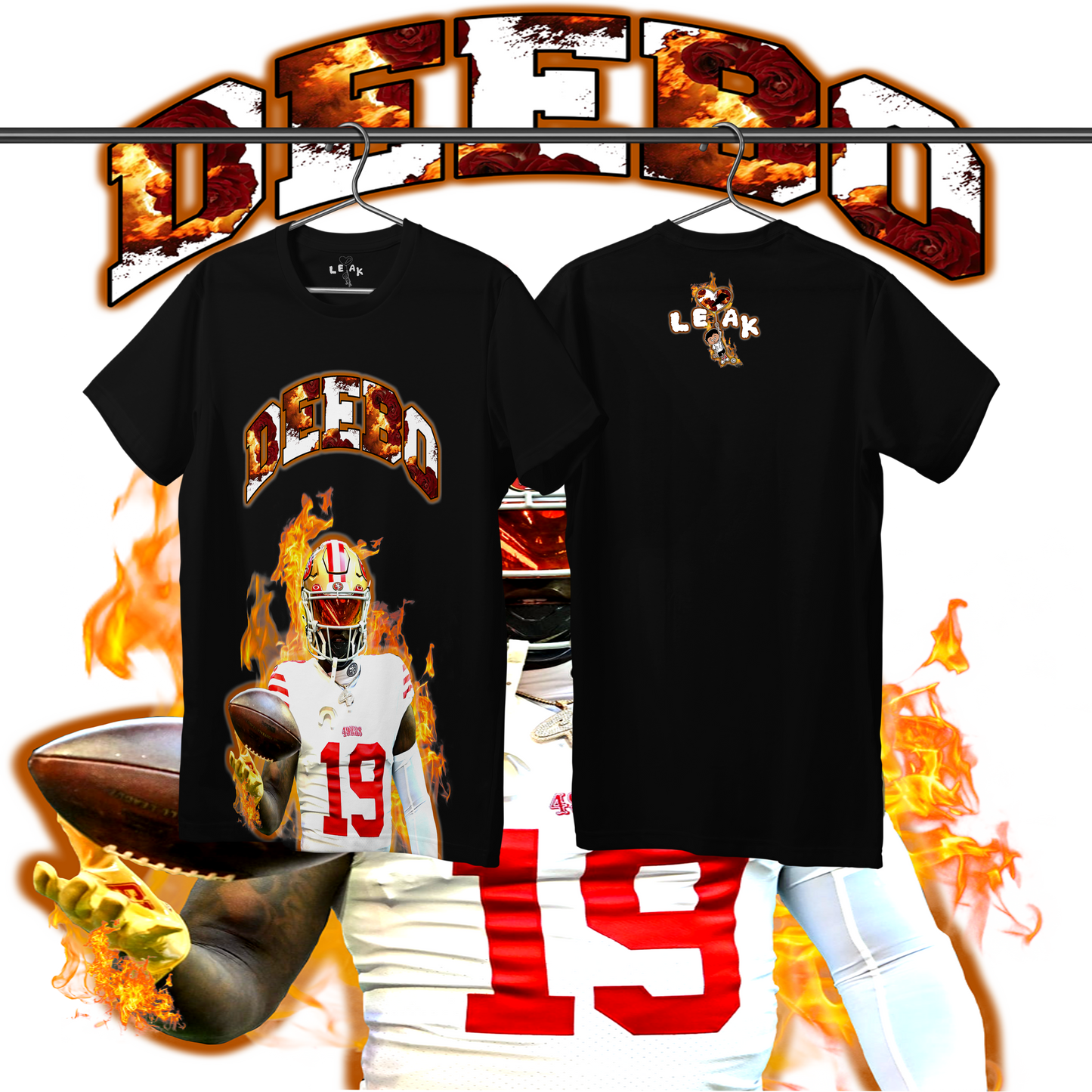 LEAK DEEBO FLAMES & ROSES T-SHIRT