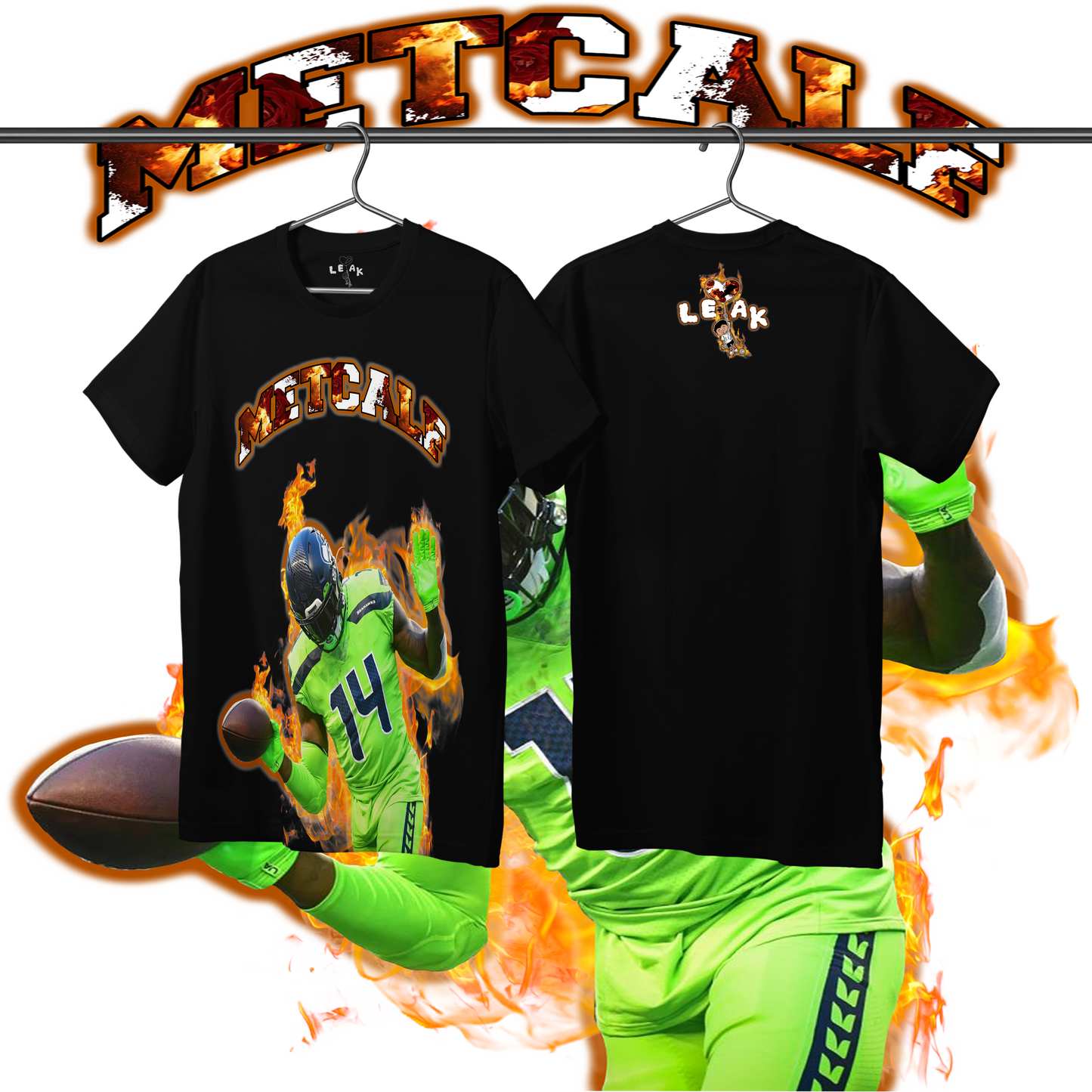 LEAK METCALF FLAMES & ROSES T-SHIRT