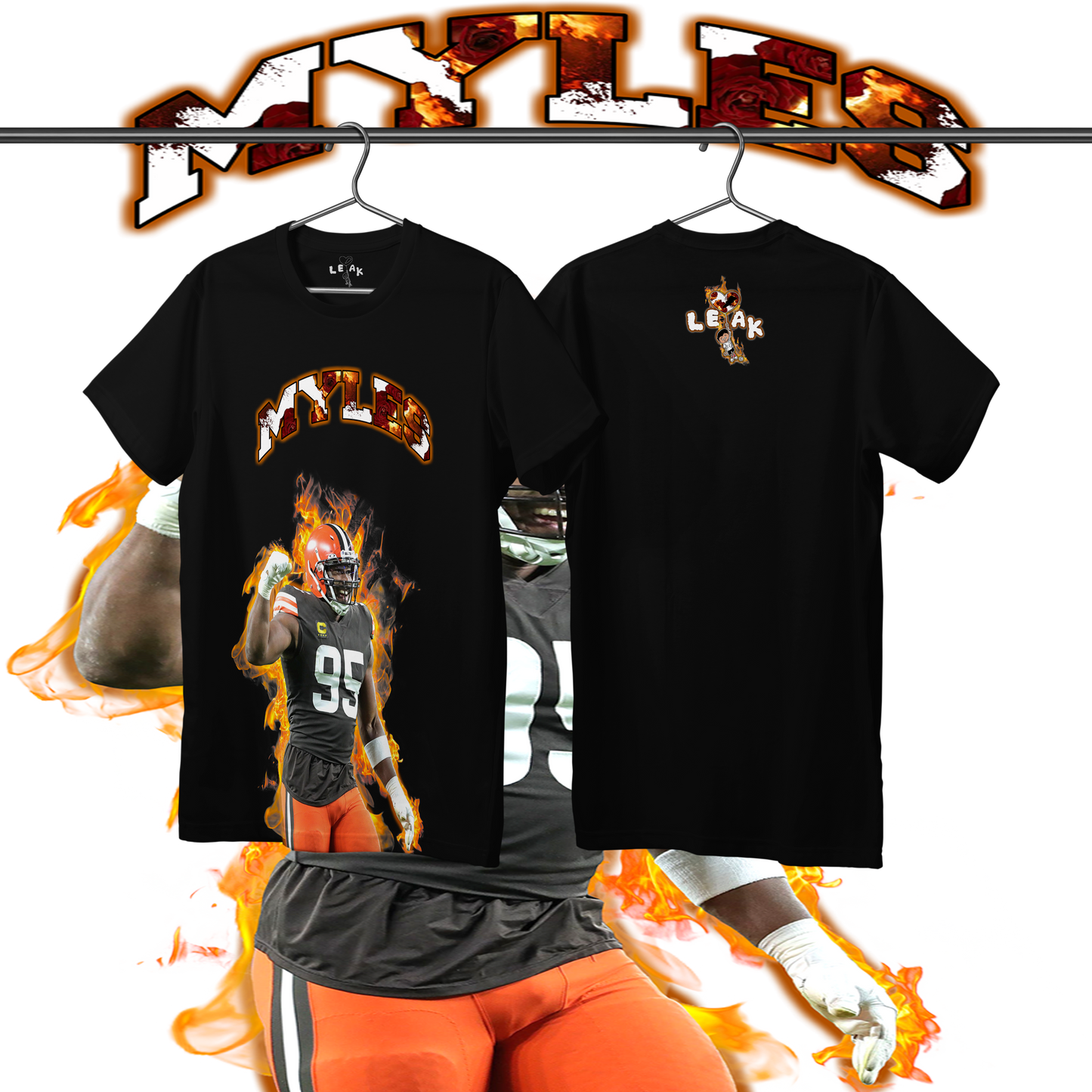 LEAK MYLES FLAMES & ROSES T-SHIRT