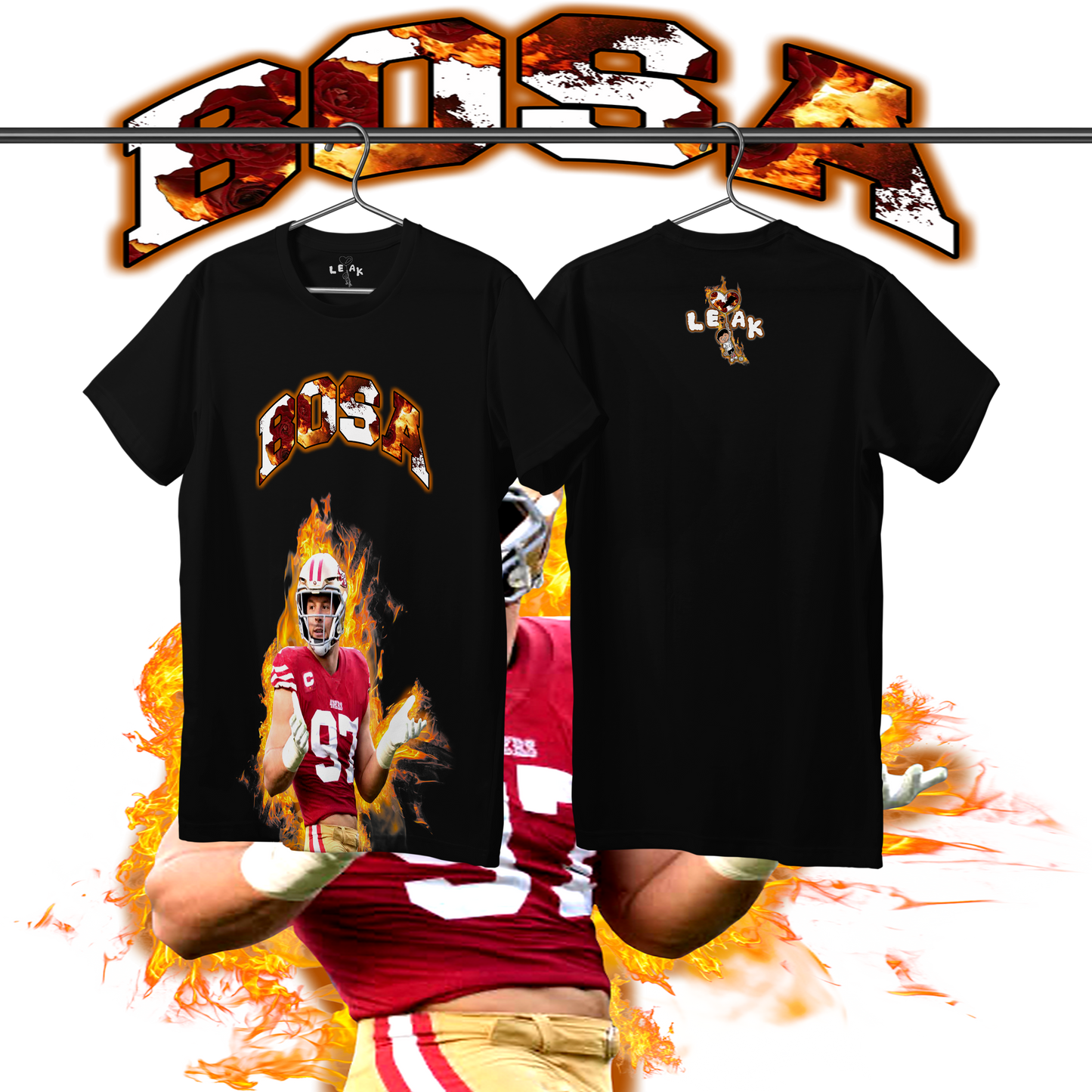 LEAK NICK BOSA FLAMES & ROSES T-SHIRT
