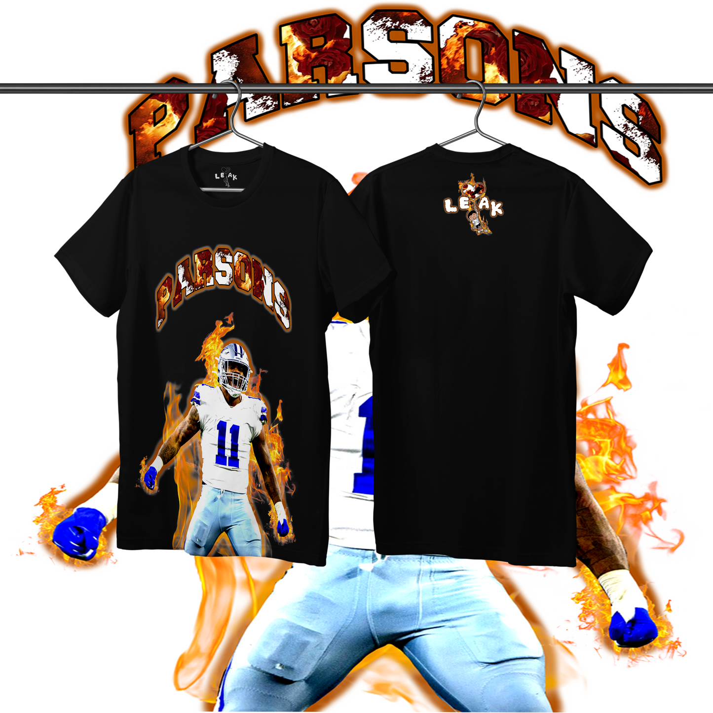 LEAK PARSONS FLAMES & ROSES T-SHIRT