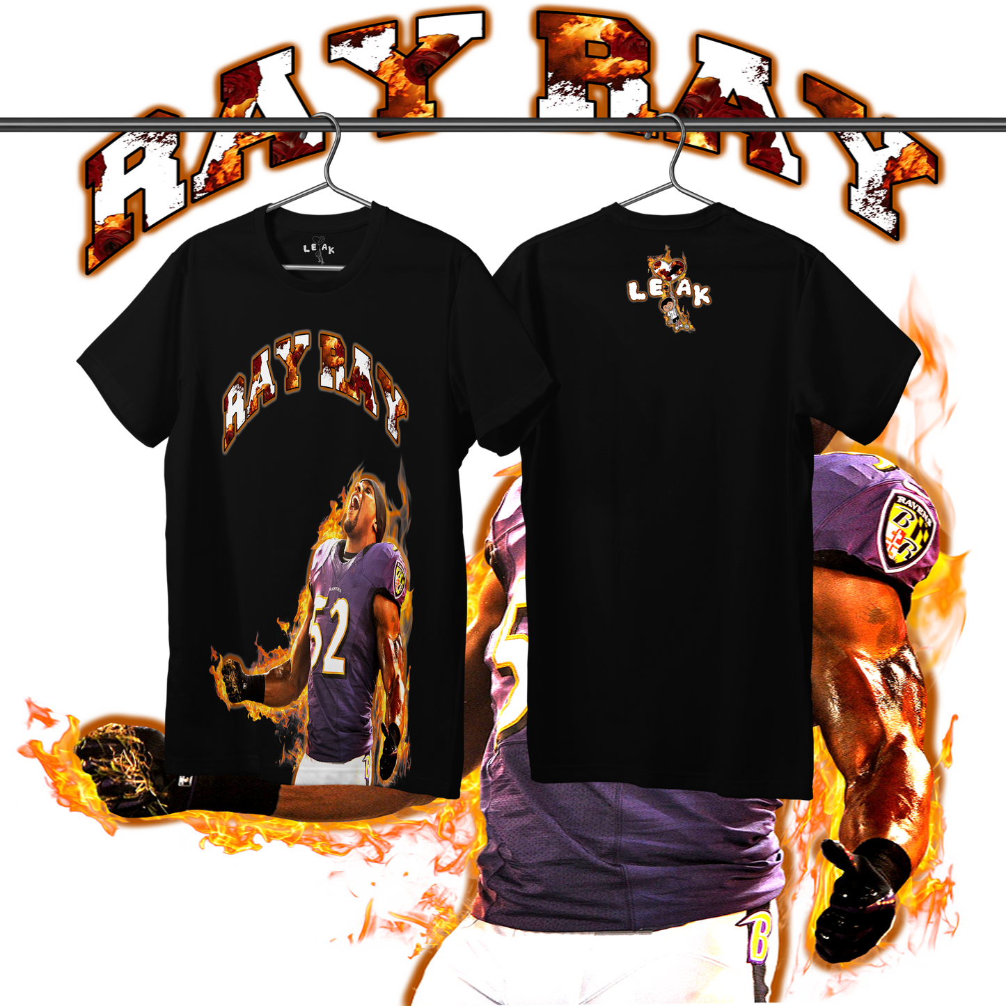LEAK RAY RAY LEGEND FLAMES & ROSES T-SHIRT