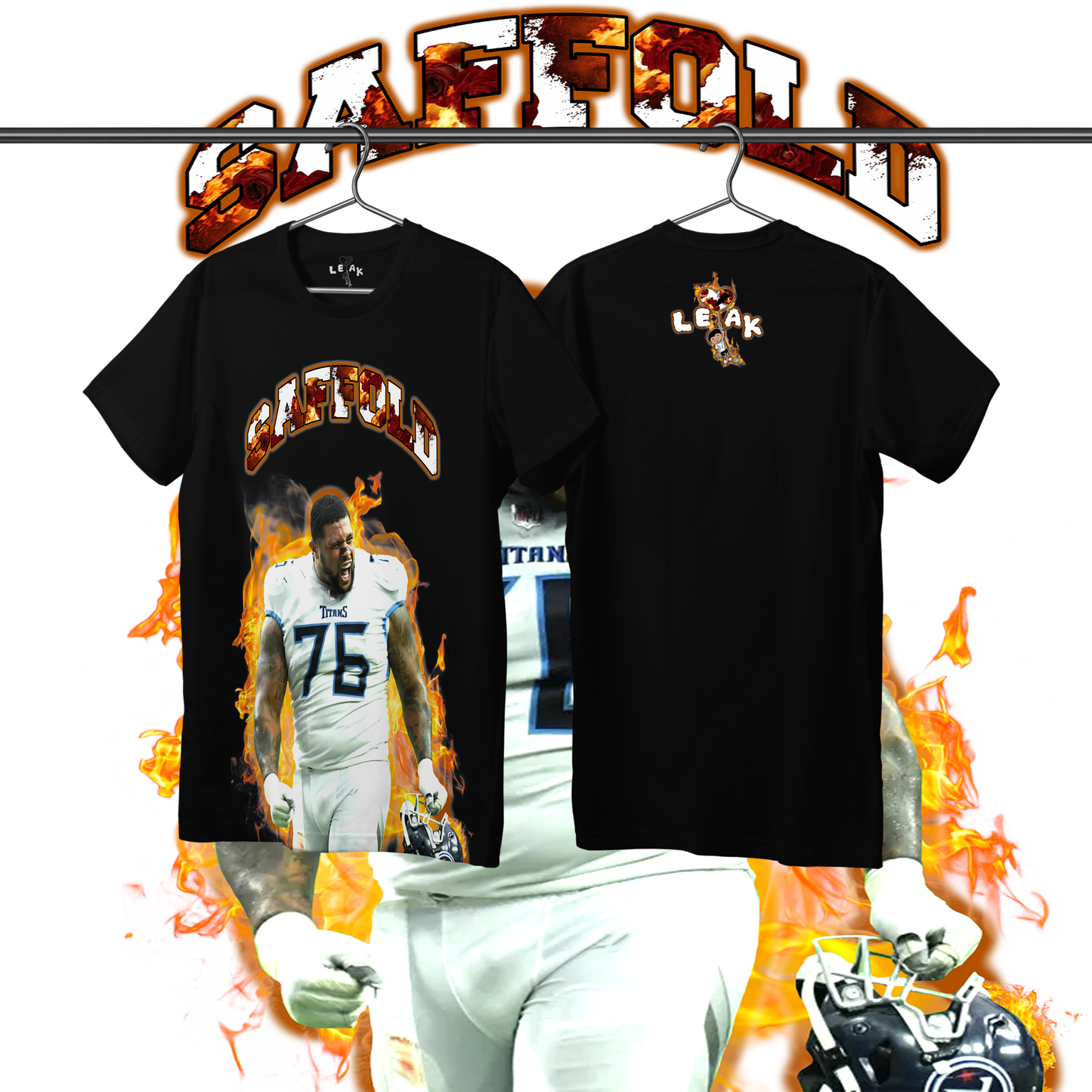 LEAK SAFFOLD FLAMES & ROSES T-SHIRT