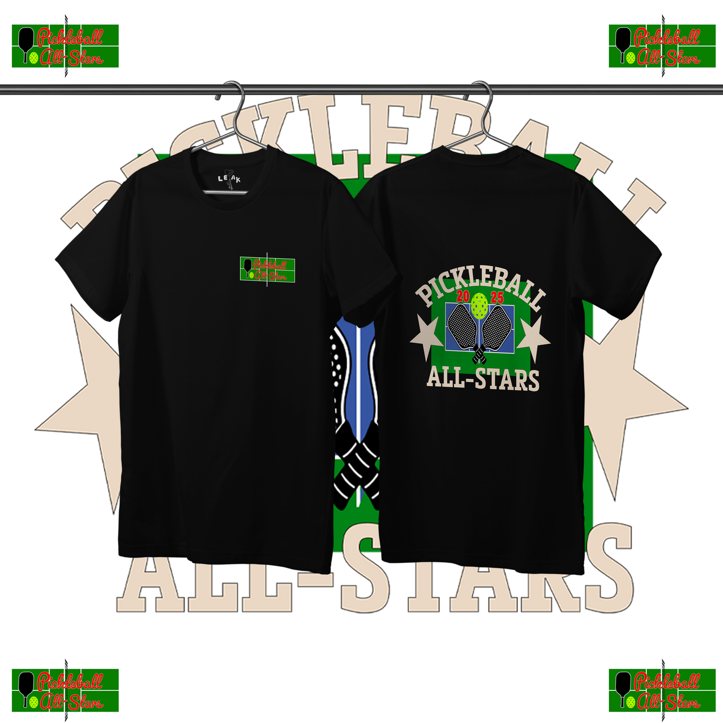LEAK BLK PICKLEBALL ALL-STARS T-SHIRT