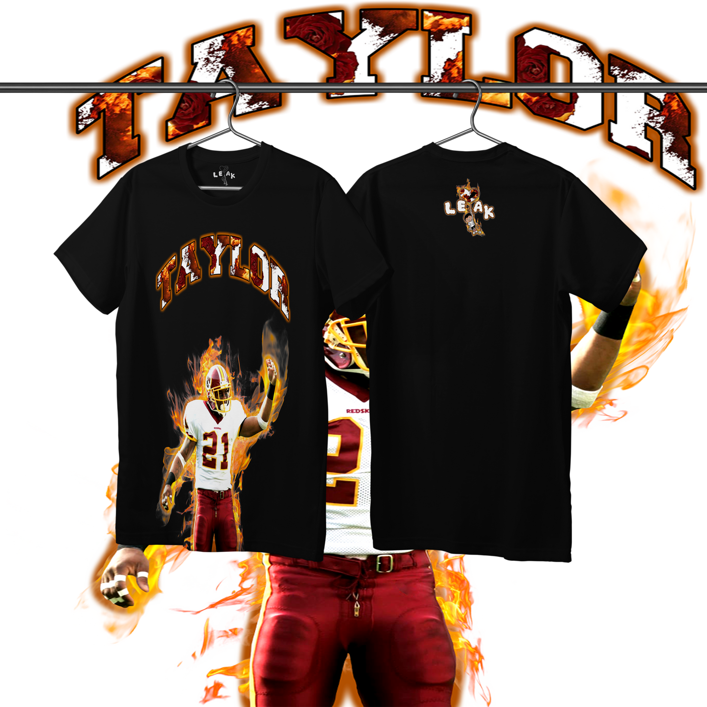 LEAK TAYLOR FLAMES & ROSES T-SHIRT