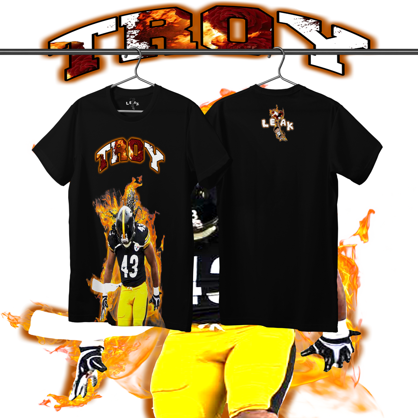 LEAK TROY LEGEND FLAMES & ROSES T-SHIRT