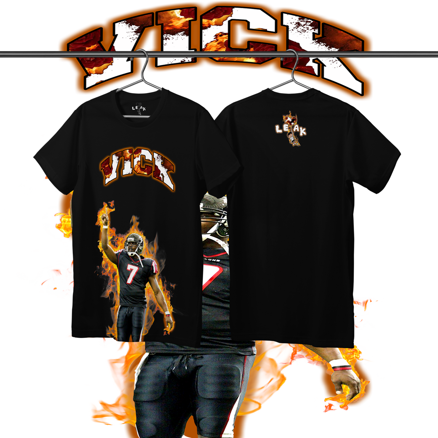 LEAK VICK LEGEND FLAMES & ROSES T-SHIRT