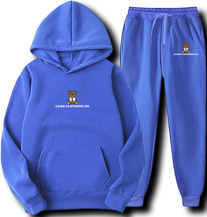 ROYAL BLUE LEAK BEAR EMBROIDERY SWEATSUIT - UNISEX
