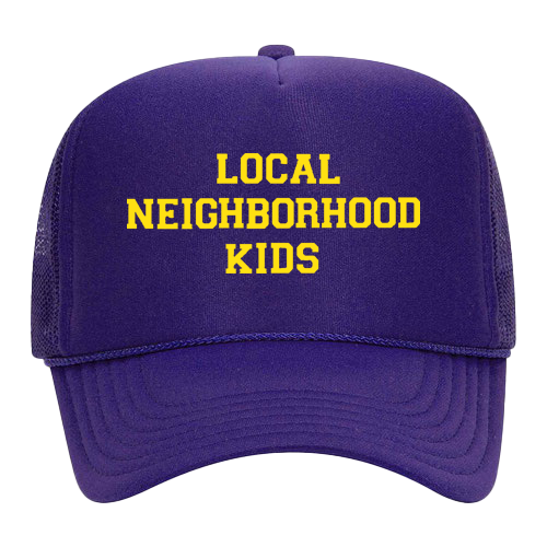 LEAK PURPLE LOCAL NEIGHBORHOOD KIDS EMBROIDERY TRUCKER HAT