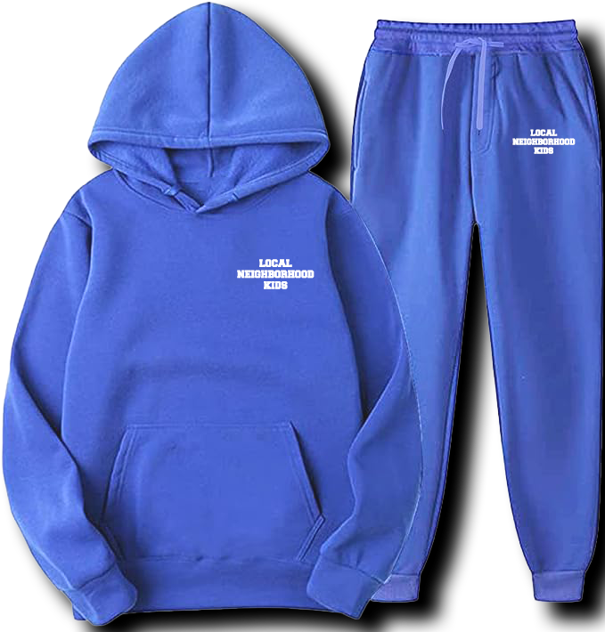 ROYAL BLUE LOCAL NEIGHBOR KIDS EMBROIDERY SWEATSUIT - UNISEX