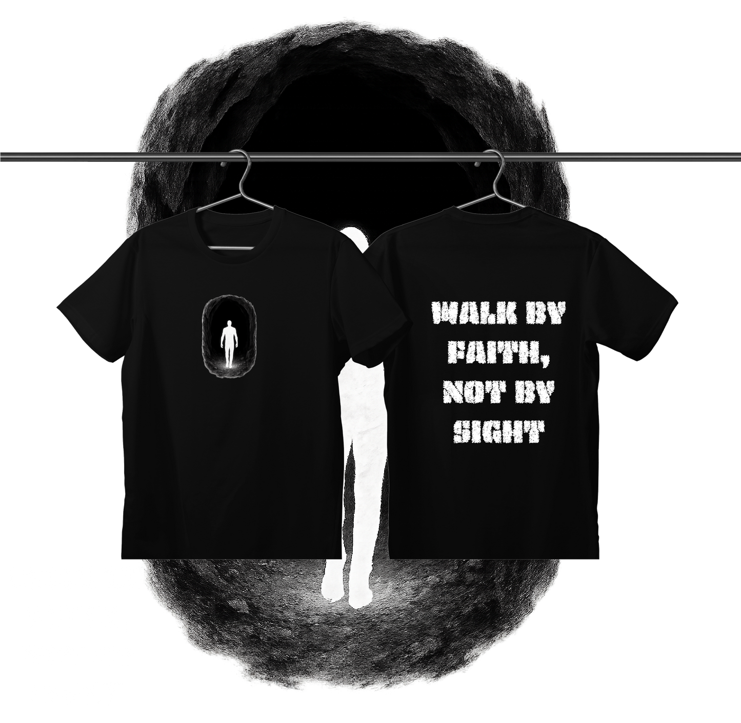 BLK LEAK 5:7 WALK BY FAITH, NOT BY SIGHT T-SHIRT