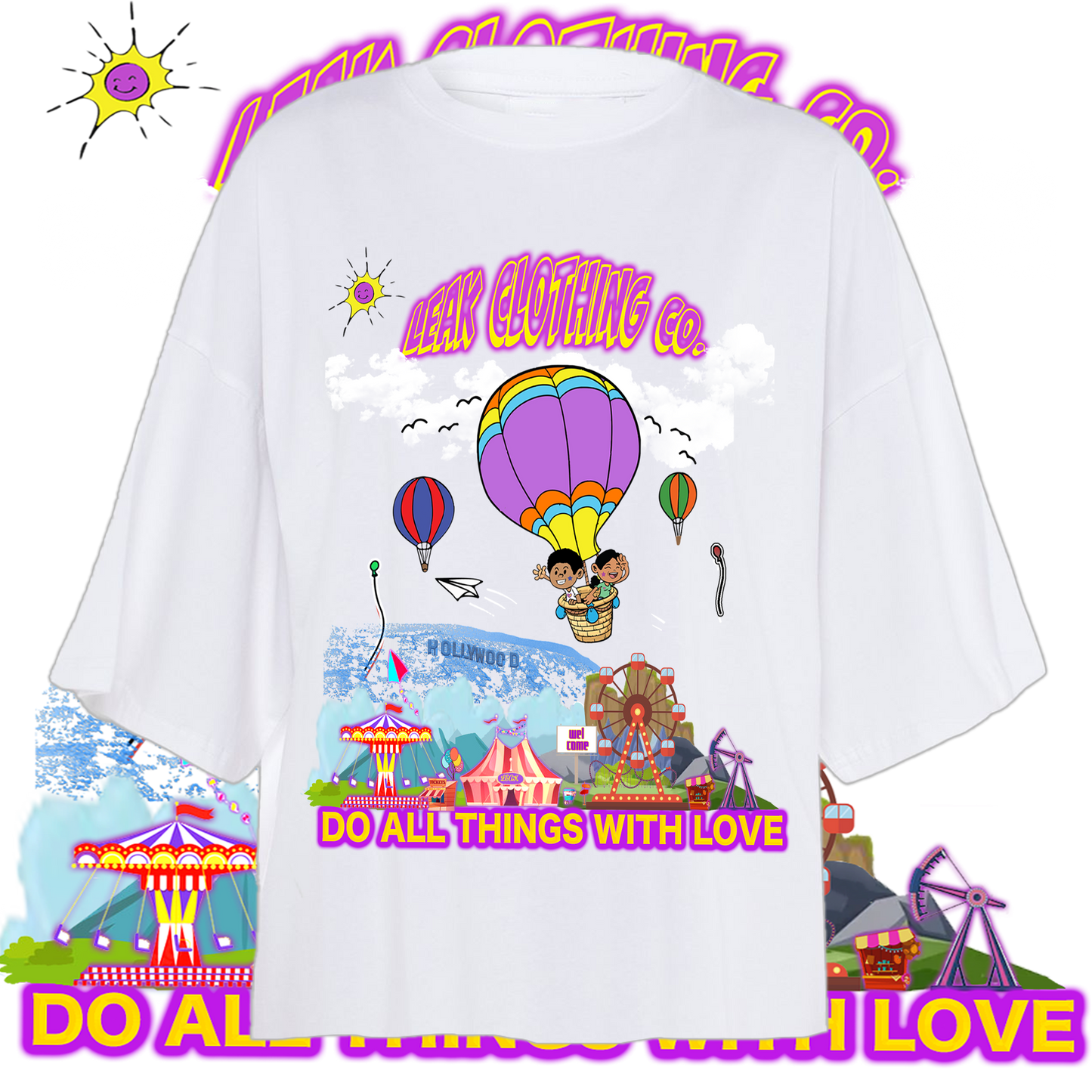 WHITE LEAK DO ALL THINGS WITH LOVE DRO SHOULDER CROP T-SHIRT