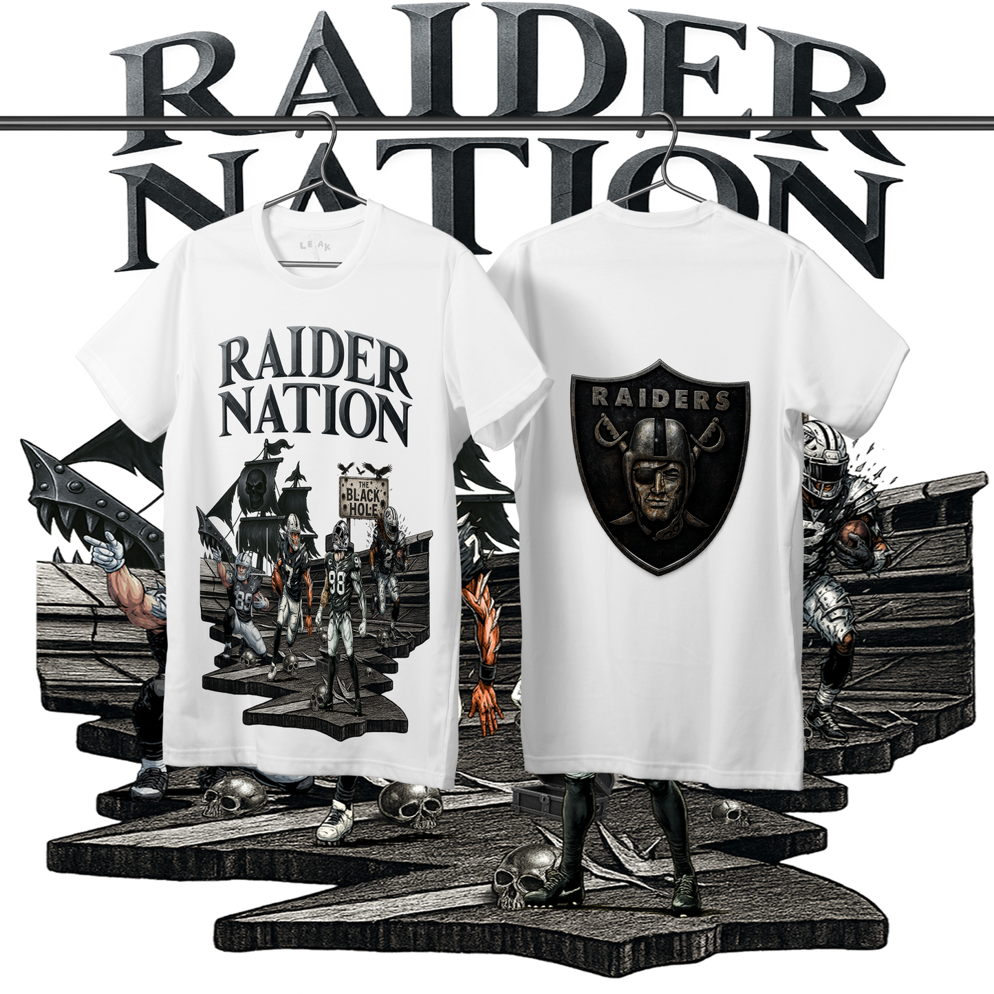 LEAK WHITE "RAIDER NATION" T-SHIRT