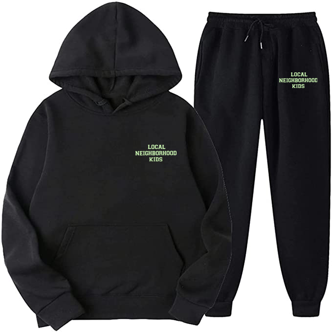 BLK GLOW IN THE DARK LOCAL NEIGHBORHOOD KIDS EMBROIDERY SWEATSUIT - UNISEX