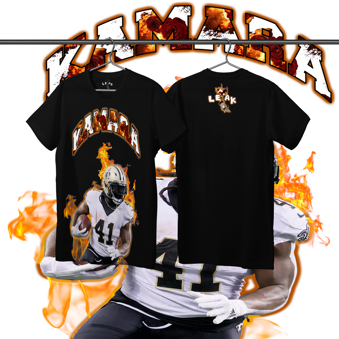 LEAK KAMARA FLAMES & ROSES T-SHIRT