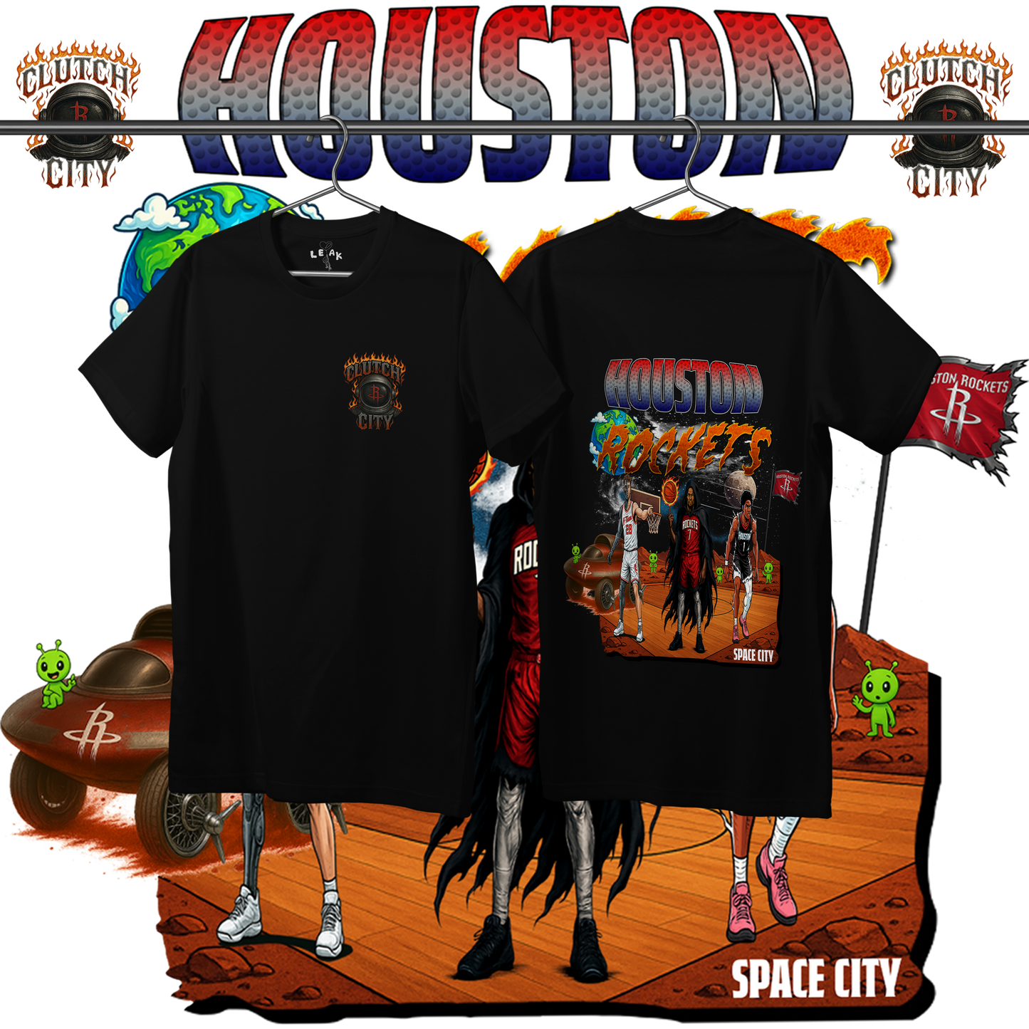 LEAK BLK "CLUTCH CITY" T-SHIRT