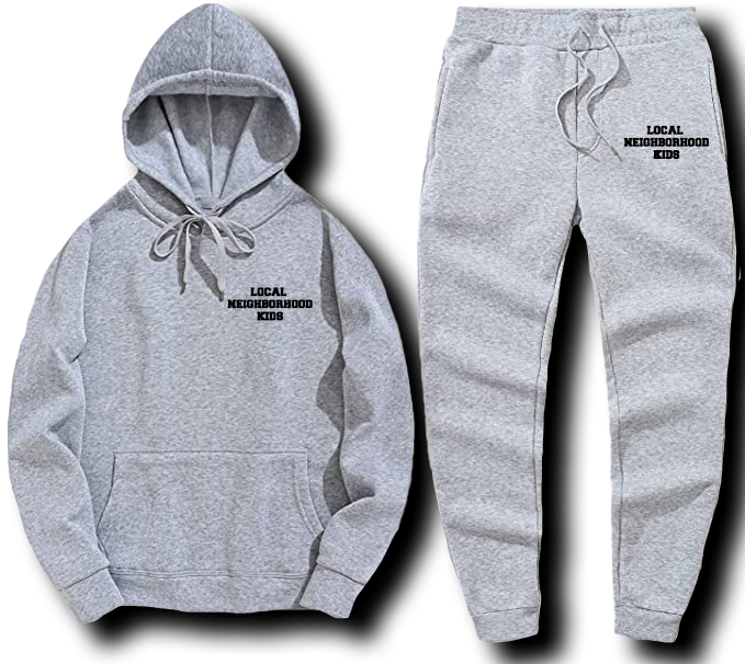 HEATHER GRAY LEAK LOCAL NEIGHBORHOOD KIDS EMBROIDERY SWEATSUIT - UNISEX