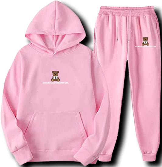 PINK LEAK BEAR EMBROIDERY SWEATSUIT - UNISEX