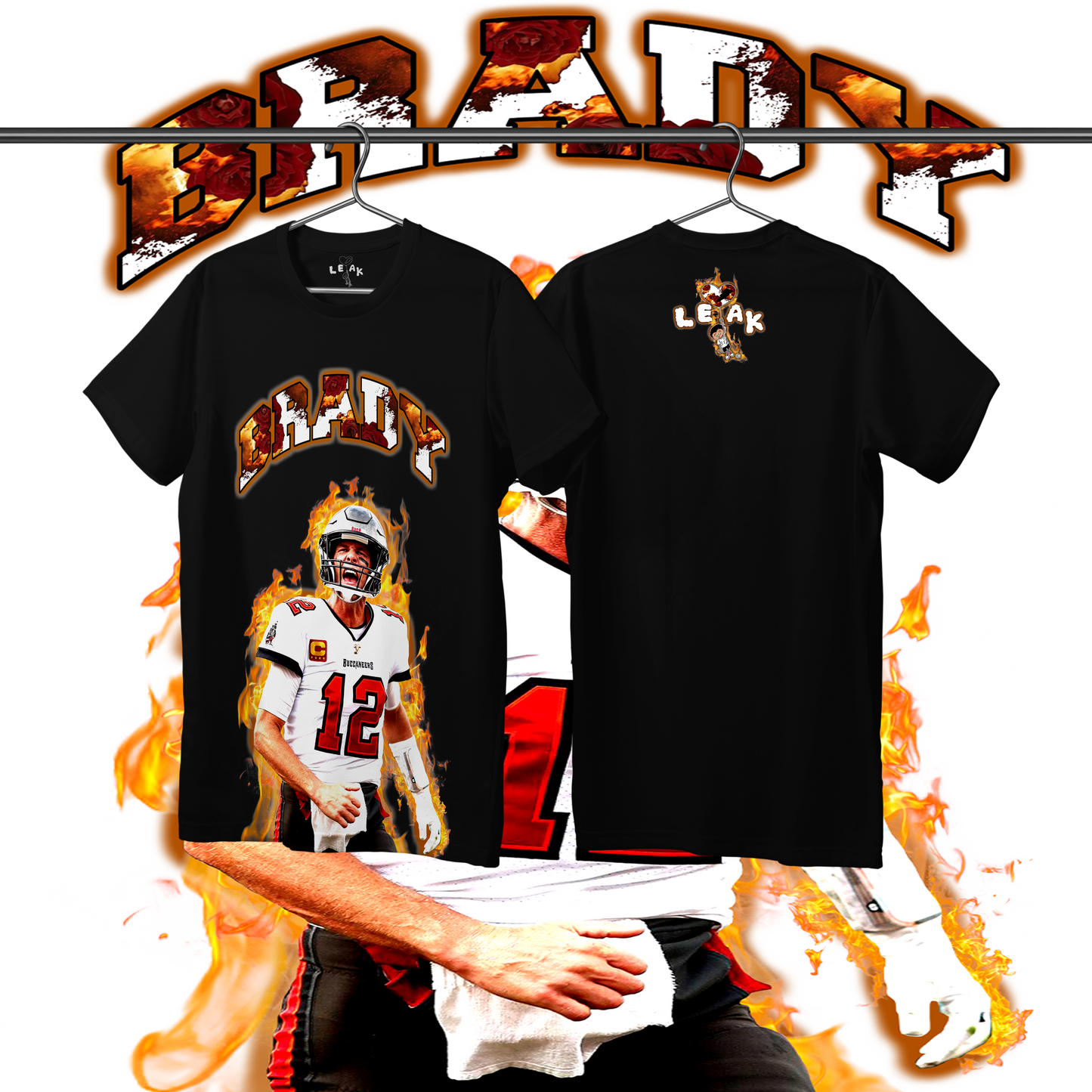 LEAK BRADY LEGEND FLAMES & ROSES T-SHIRT