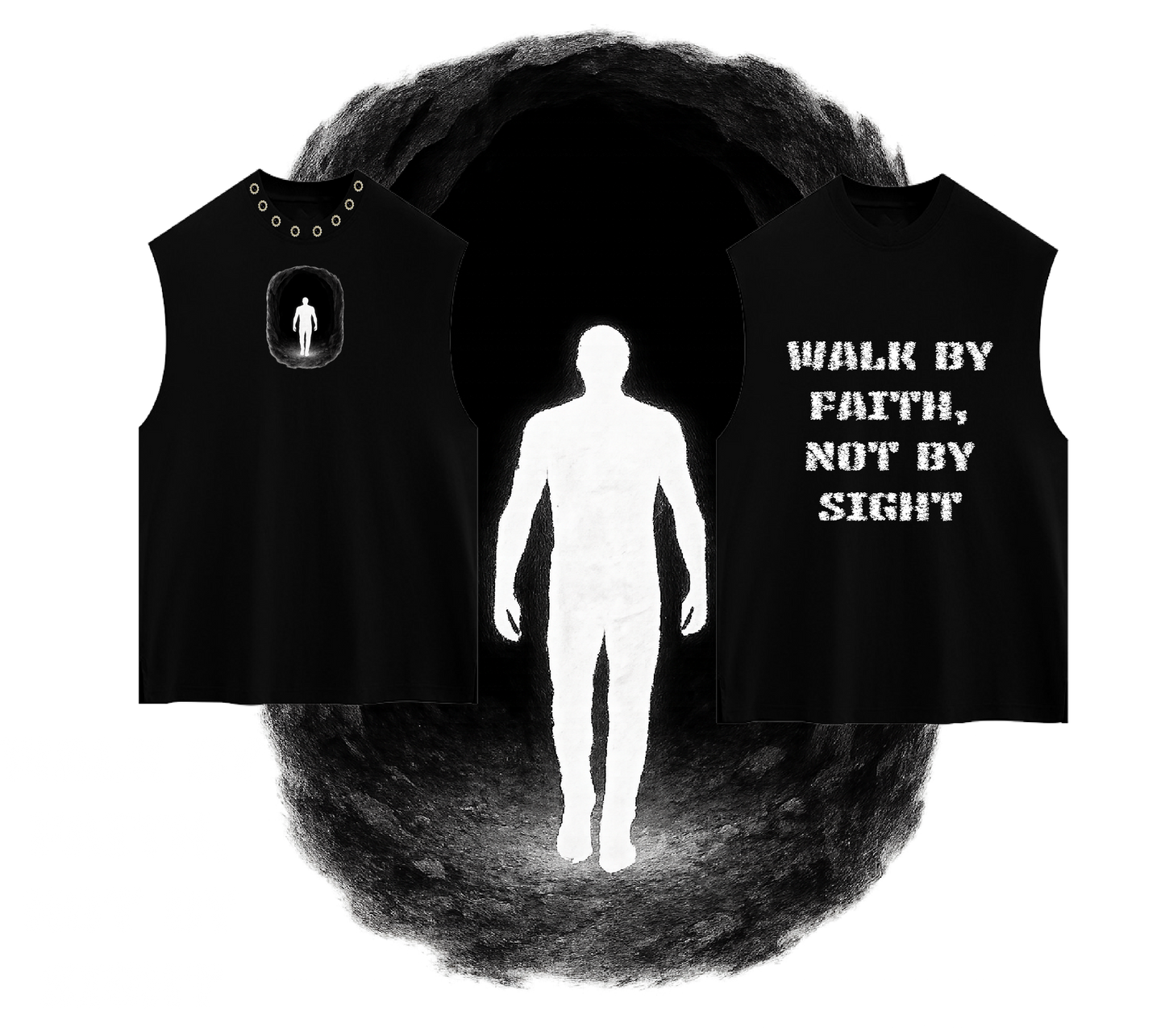 BLK LEAK 5:7 WALK BY FAITH CUT SLEEVE T-SHIRT