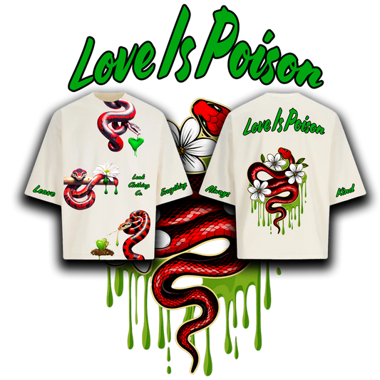 CREAM LEAK LOVE IS POISON DROP SHOULDER T-SHIRT