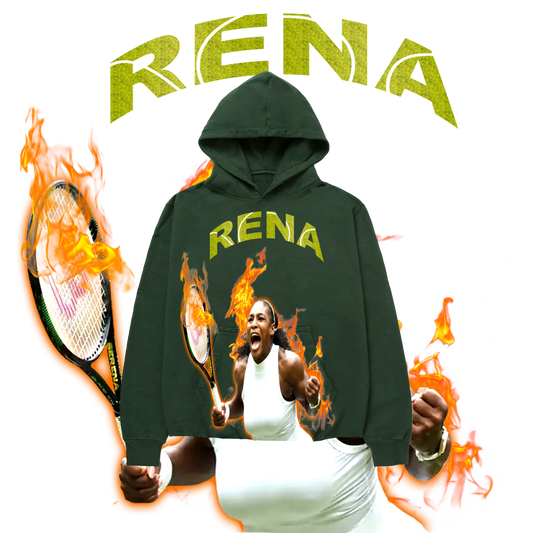 FOREST GREEN LEAK RENA FLAMES CROPPED OVERSIZED HOODIE