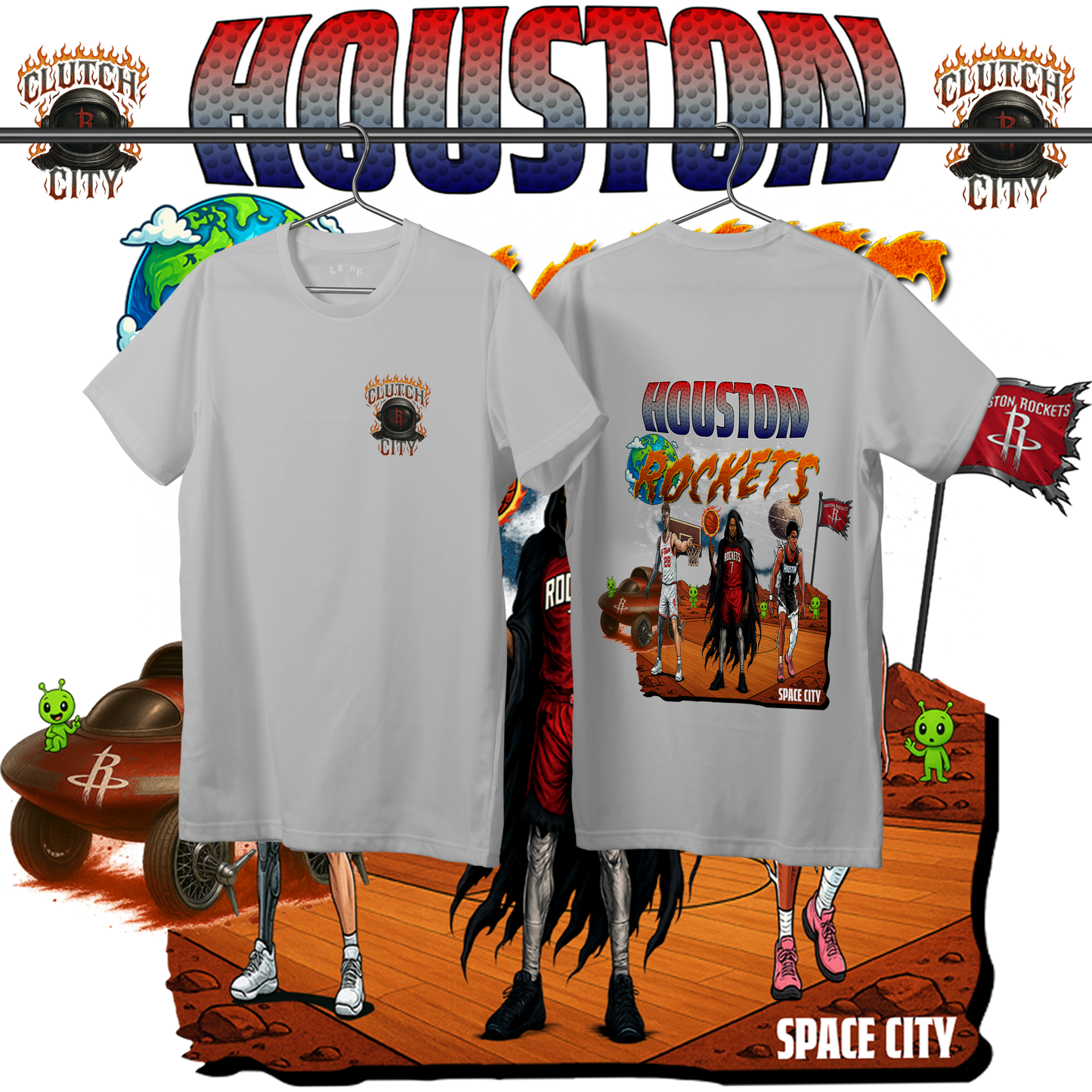 LEAK HEATHER GRAY "CLUTCH CITY" T-SHIRT