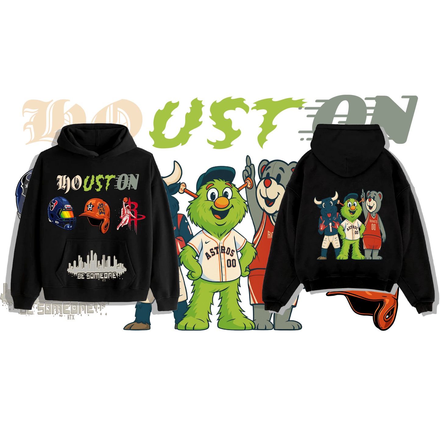 LEAK BLK HTX MASCOT HOODIE