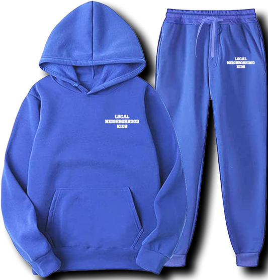 ROYAL BLUE LOCAL NEIGHBOR KIDS EMBROIDERY SWEATSUIT - UNISEX