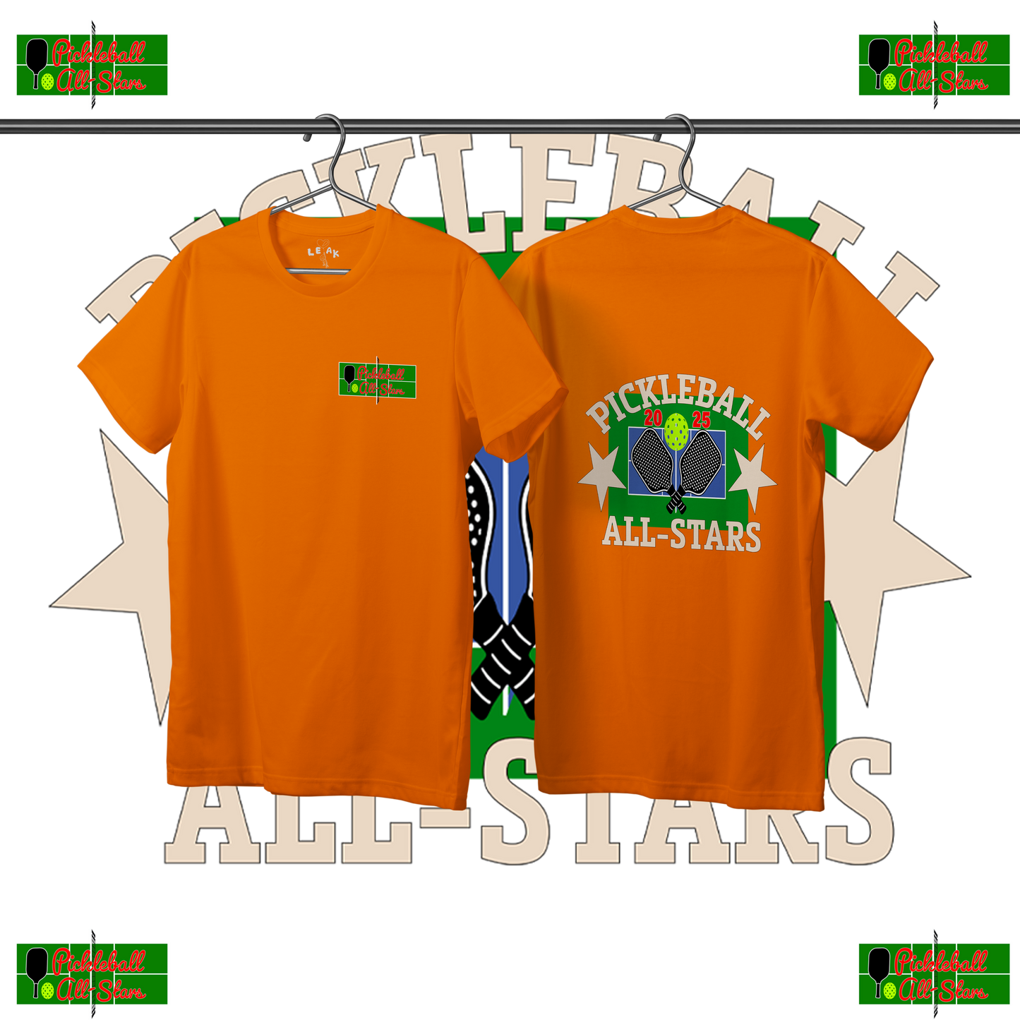LEAK ORANGE PICKLEBALL ALL-STARS T-SHIRT