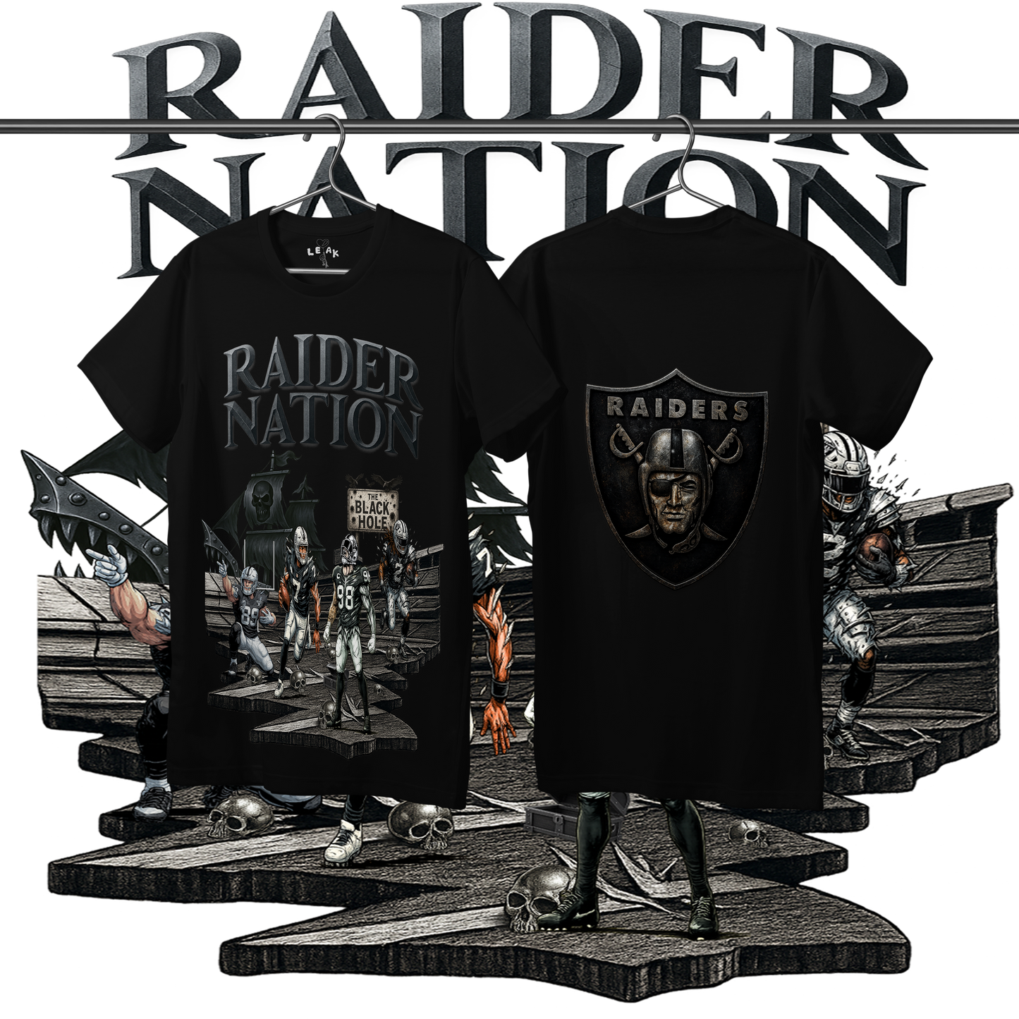 LEAK BLK "RAIDER NATION" T-SHIRT