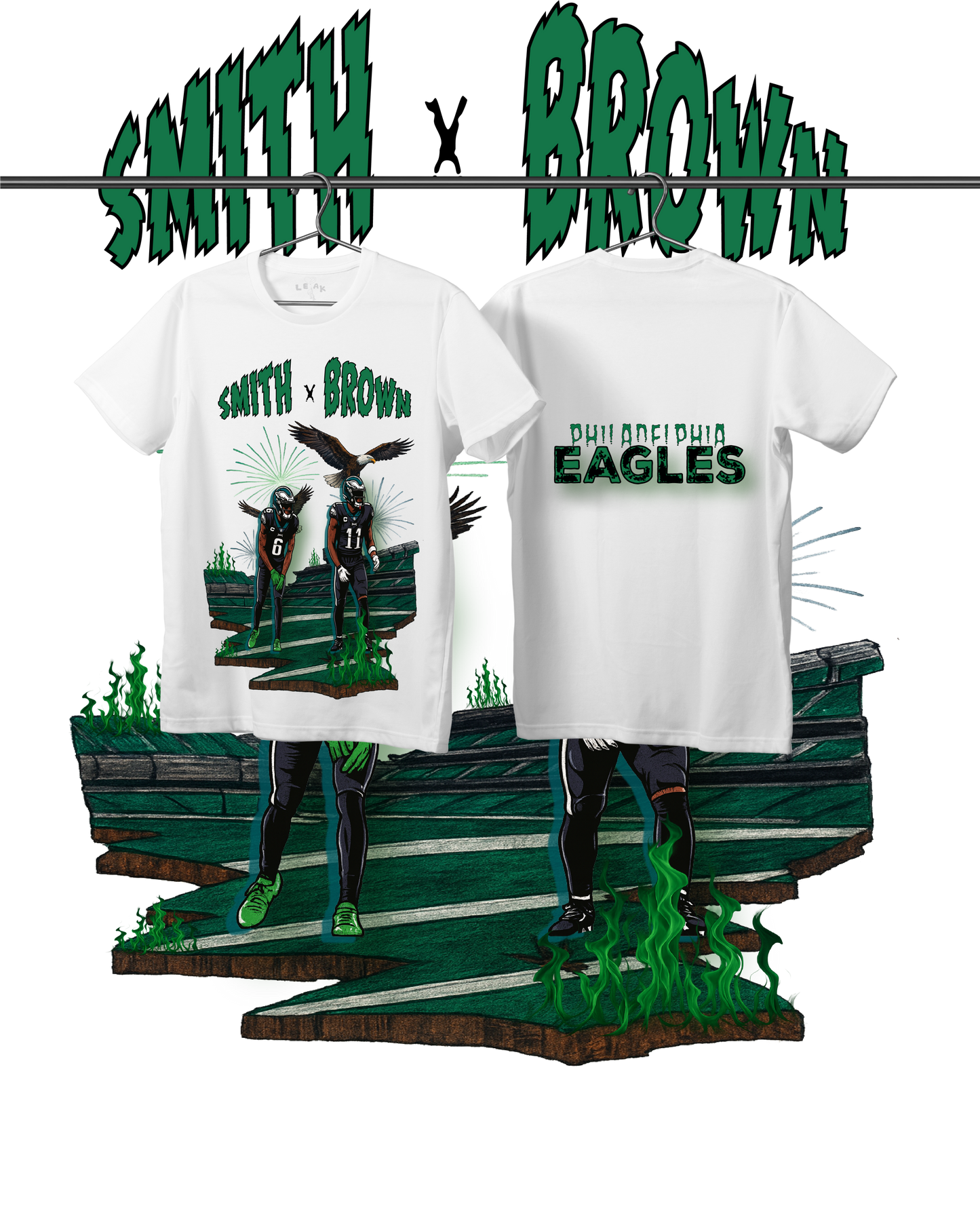 LEAK WHITE SMITH X BROWN T-SHIRT