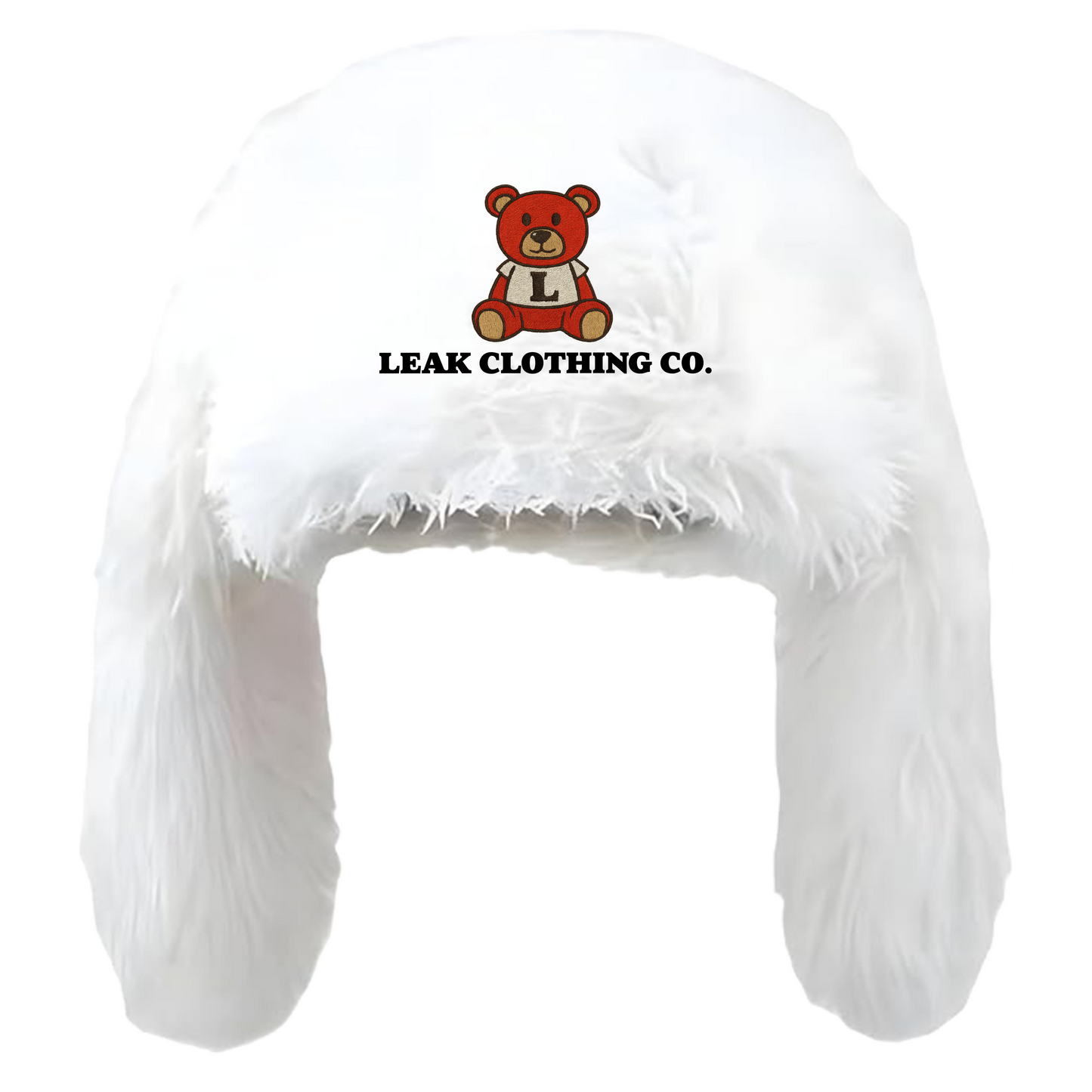 WHITE FURRY LEAK BEAR FISHERMAN BUCKET HAT