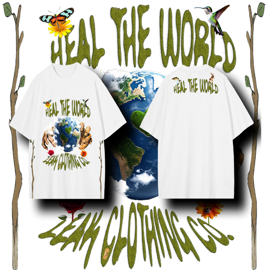 LEAK WHITE HEAL THE WORLD VOL.2 DROP SHOULDER T-SHIRT