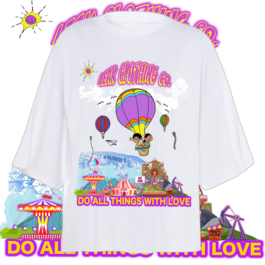 WHITE LEAK DO ALL THINGS WITH LOVE DRO SHOULDER CROP T-SHIRT