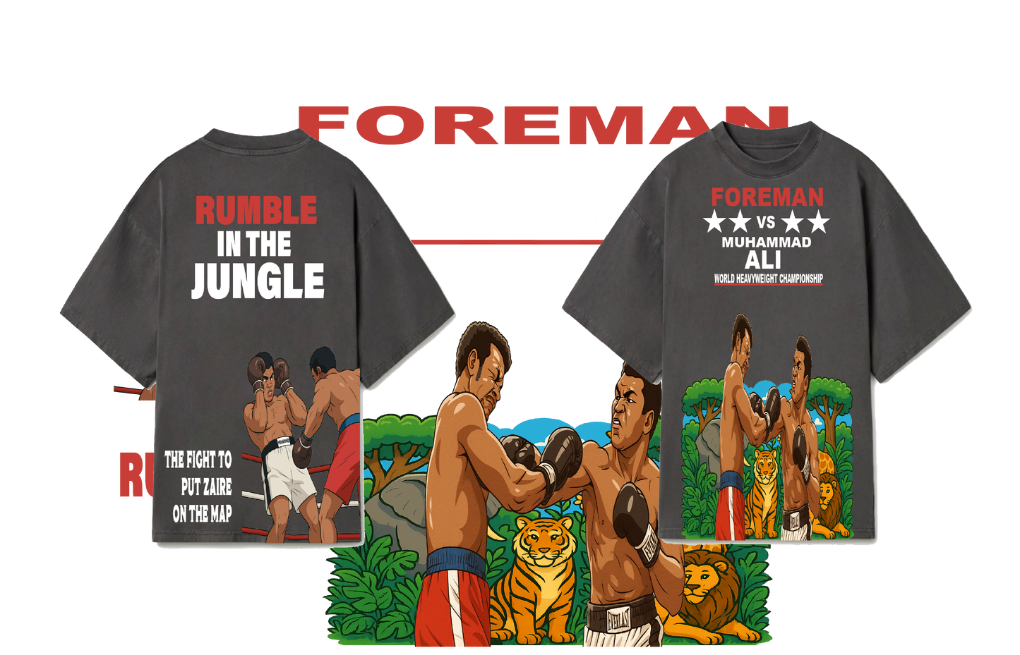 LEAK CONCRETE GRAY ALI VS FOREMAN DROP SHOULDER T-SHIRT