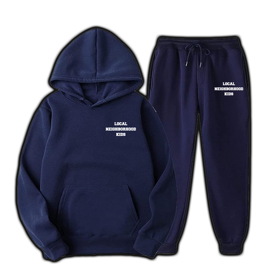 NAVY BLUE LOCAL NEIGHBORHOOD KIDS EMBROIDERY SWEATSUIT - UNISEX