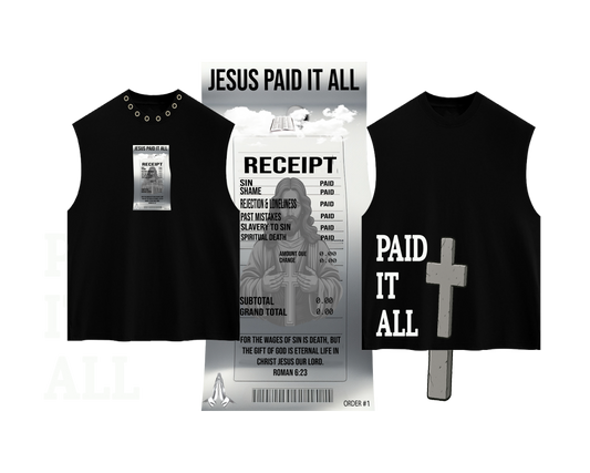 BLK LEAK CUT PAID IT ALL CUT SLEEVE T-SHIRT