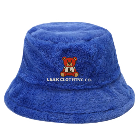 ROYAL BLUE FURRY LEAK BEAR BUCKET HAT