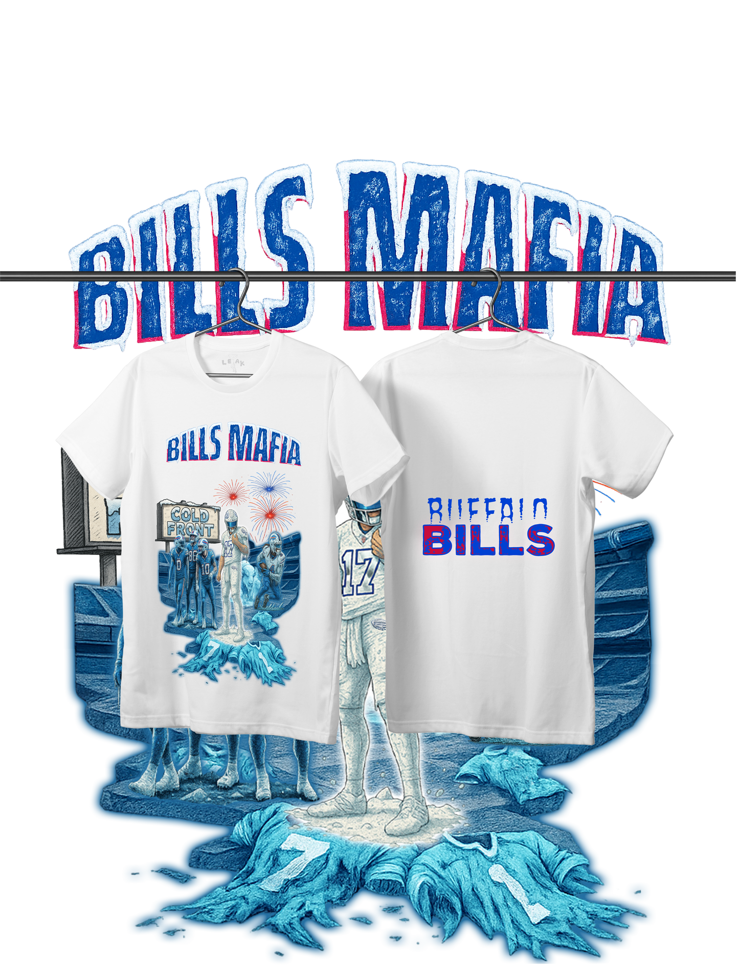 WHITE LEAK BILLS MAFIA x COLD FRONT T-SHIRT